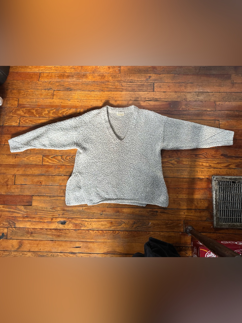 Urban Outfitters Fuzzy Knit Sweater Gray Oversized Asymmetrical Small Petite